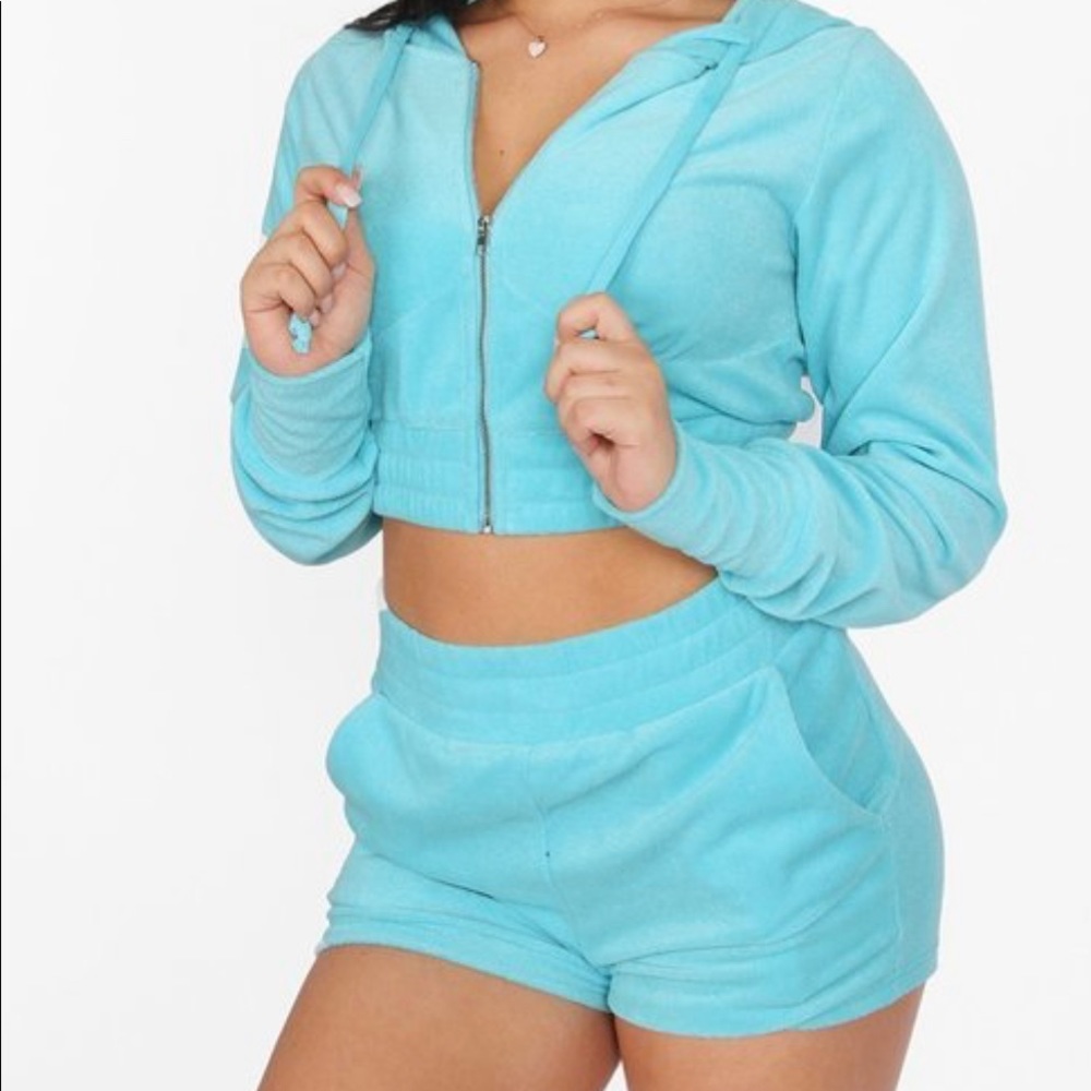 Terry Tracksuit Pair Aqua Blue